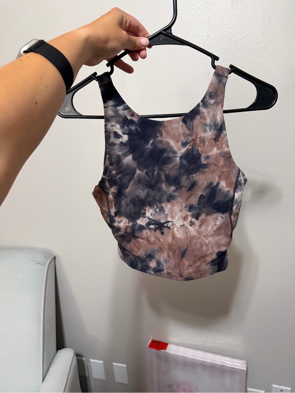 Lululemon diamond dye size 2 High-Neck Crop Tank Top - Brown & Black